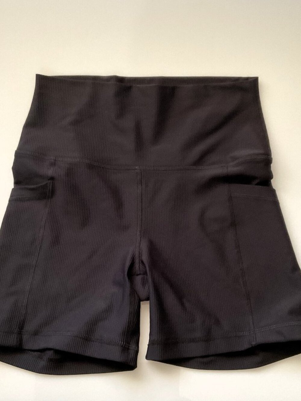 New 90 Degree By Reflex Felix Rib Tribeca 5” Biker Shorts Black L Runs Small